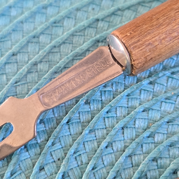 Mid Century Cocktail Forks Wooden Mini Forks set of 4 - Picture 5 of 7